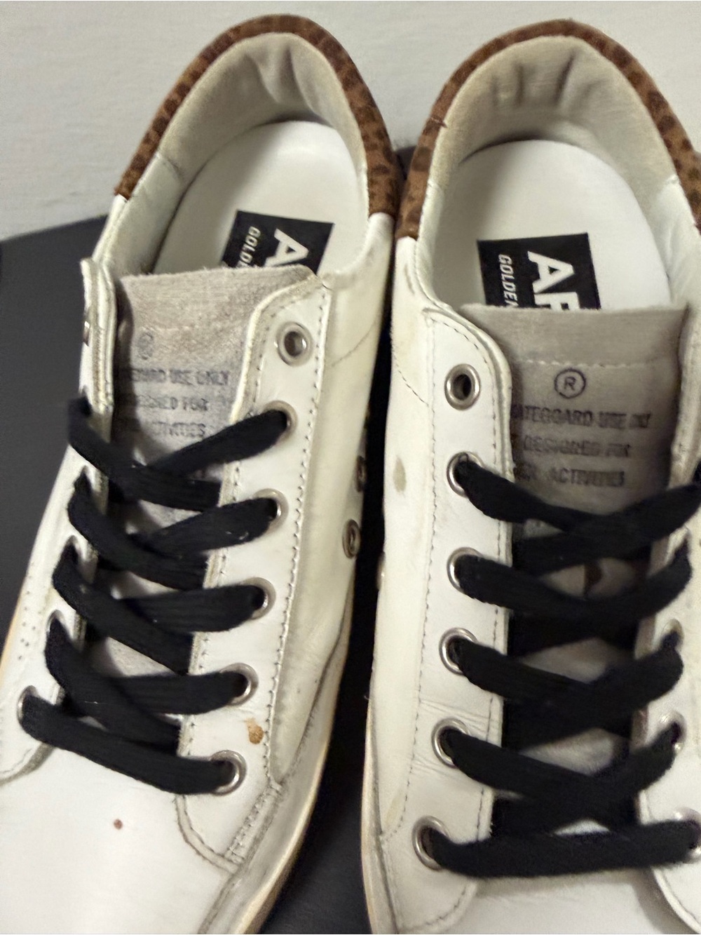 Golden Goose Women's Archive Size 36 White Leather Leopard Details Worn Lightly - Picture 6 of 14